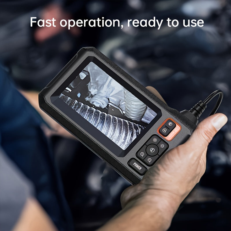 Endoscopio industrial de 4.3 pulgadas con pantalla IPS LCD, lente único de 8mm, recargable por USB, para reparación de autos y fontanería