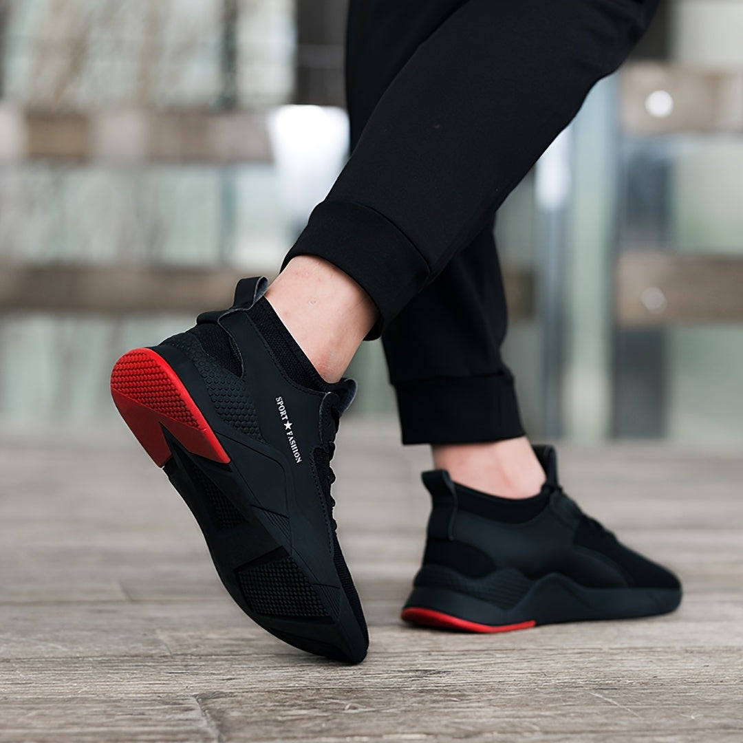Men's Plus Size Sneakers Black and Red Lightweight Casual Outdoor Shoes