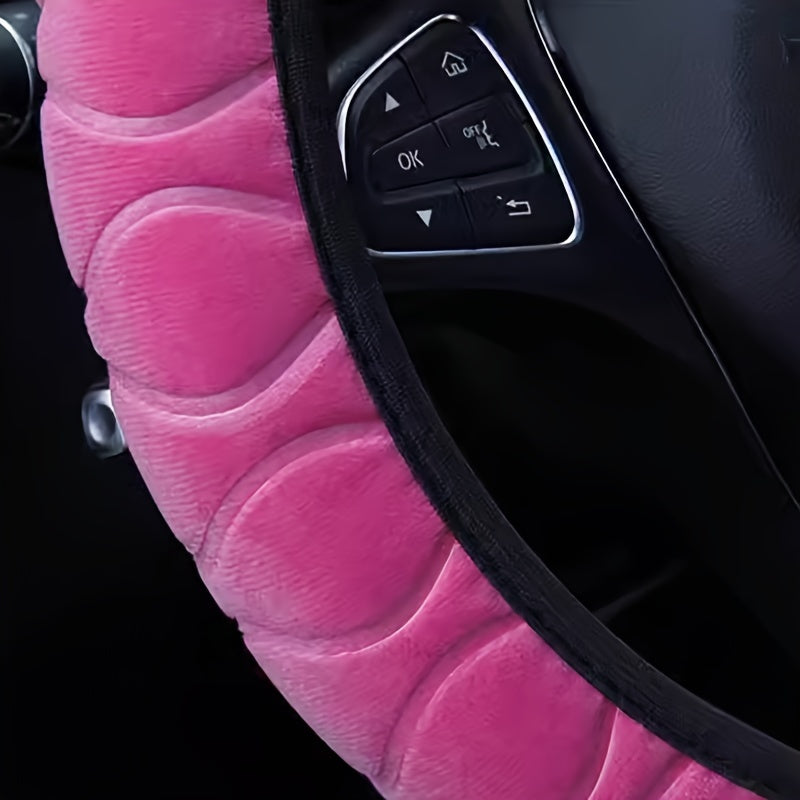 Universal Fit Flannel Velvet Steering Wheel Cover Non-Slip Warm Winter Car Protector