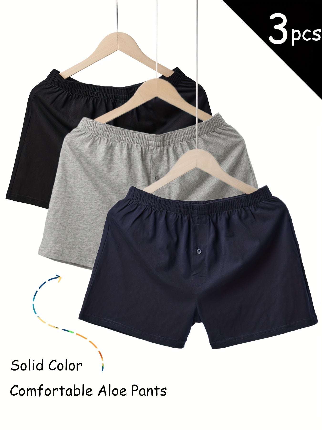 Men's Cotton Boxer Briefs 3-Pack Breathable Soft Regular Fit All Seasons