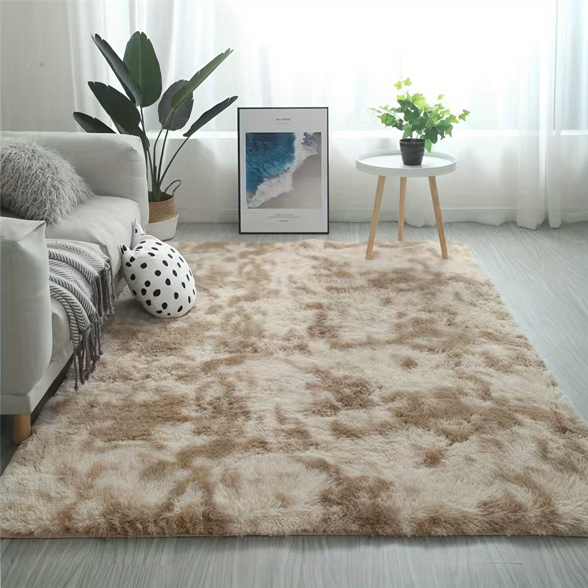 Plush 4.01cm Thick Anti-Slip Tassel Shaggy Carpet for Bedroom Entryway Hallway