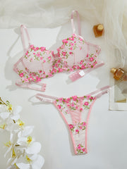 Women's Floral Lingerie Set with Unlined Bra and Fashionable Panties