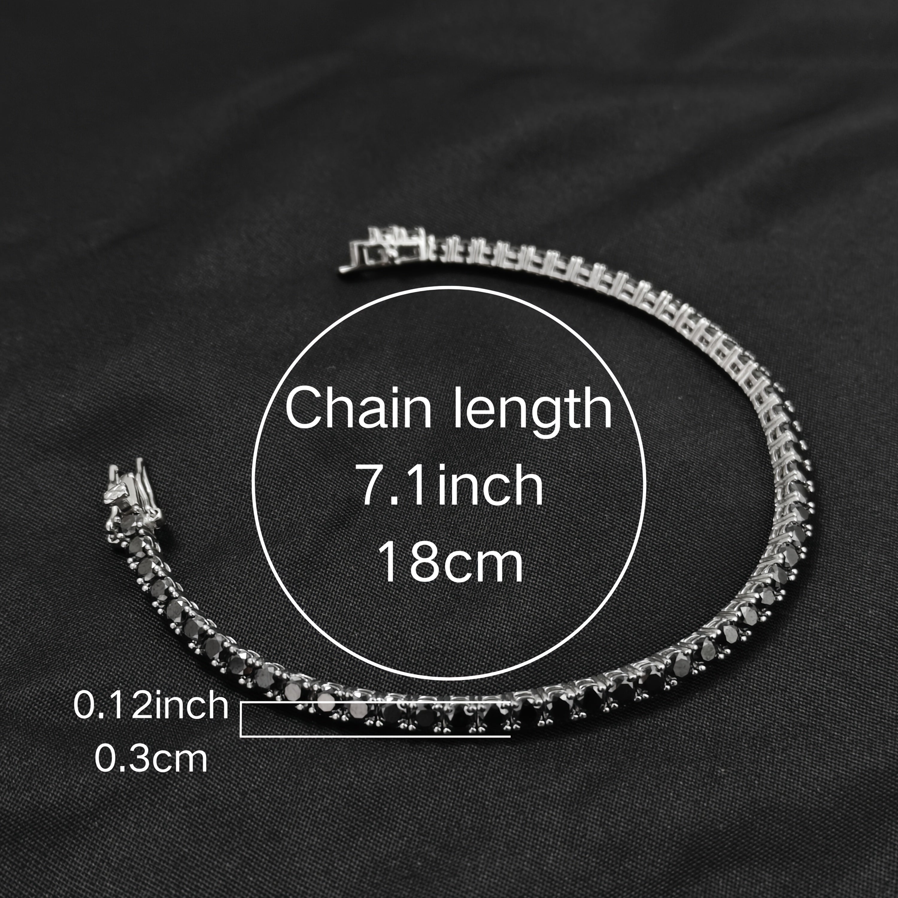 Silver Black Moissanite Bracelet for Women Fashion Jewelry Gift