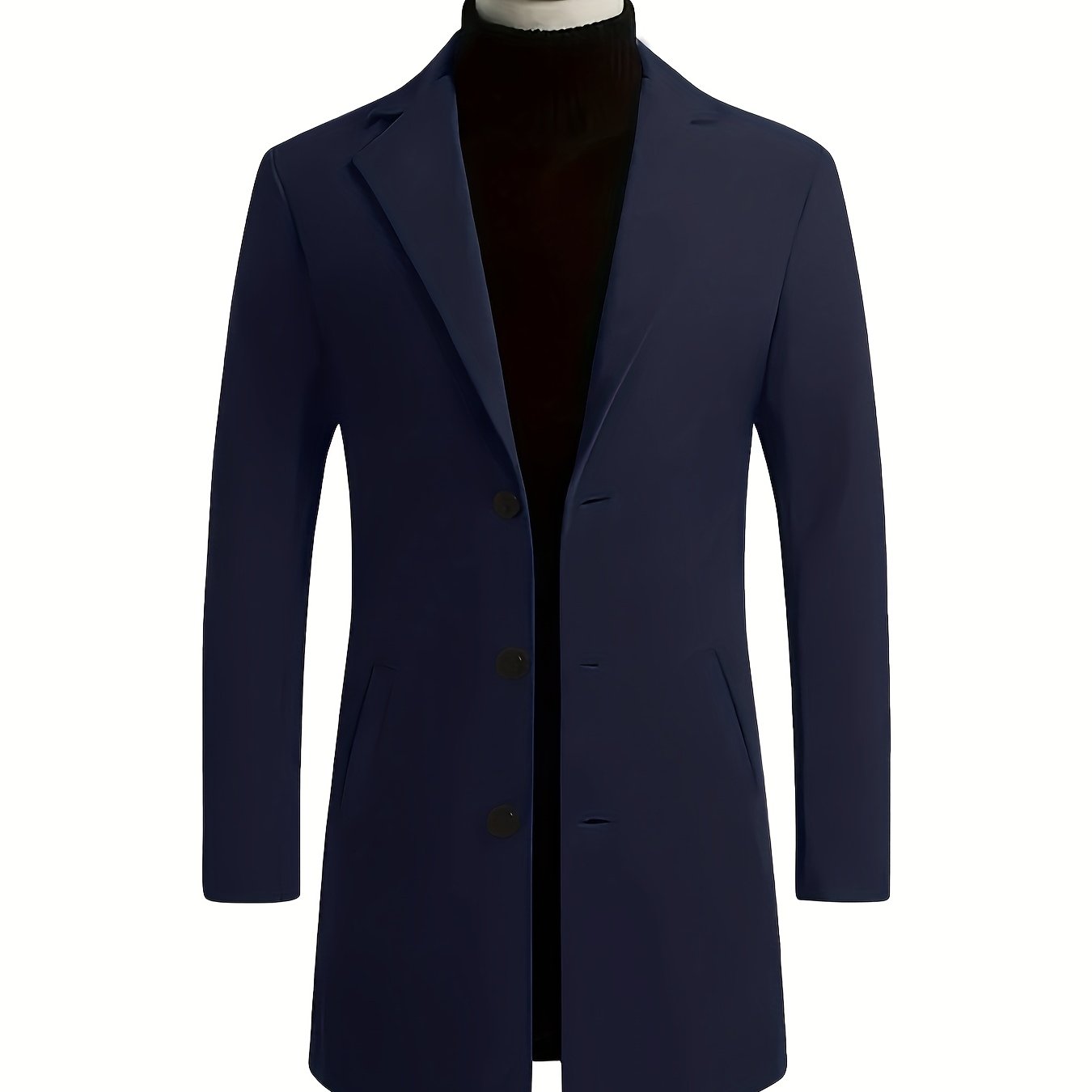 Men's Fall Winter Polyester Solid Color Long Sleeve Lapel Work Coat