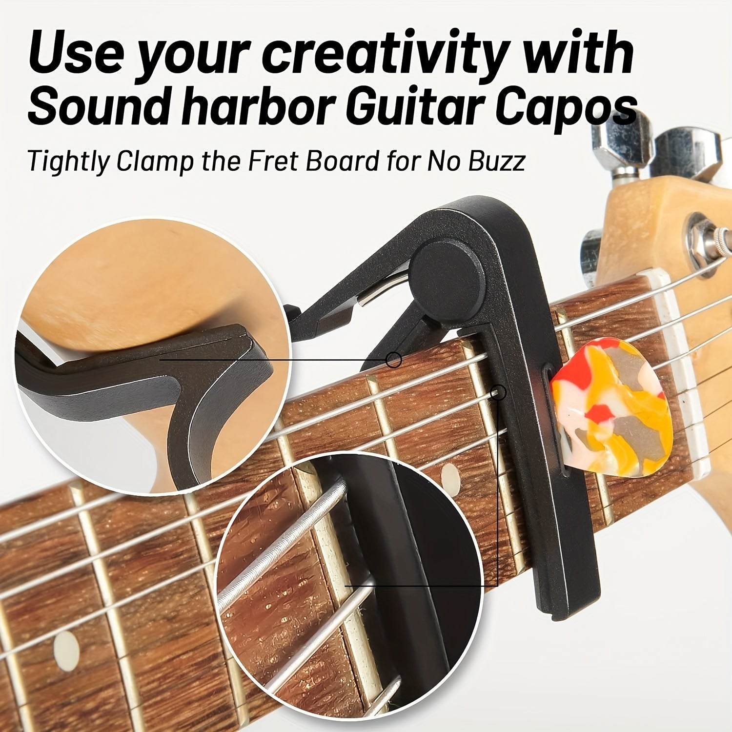 Rosewood Guitar Capo with Pick Holder for Acoustic Electric Instruments Black Brown