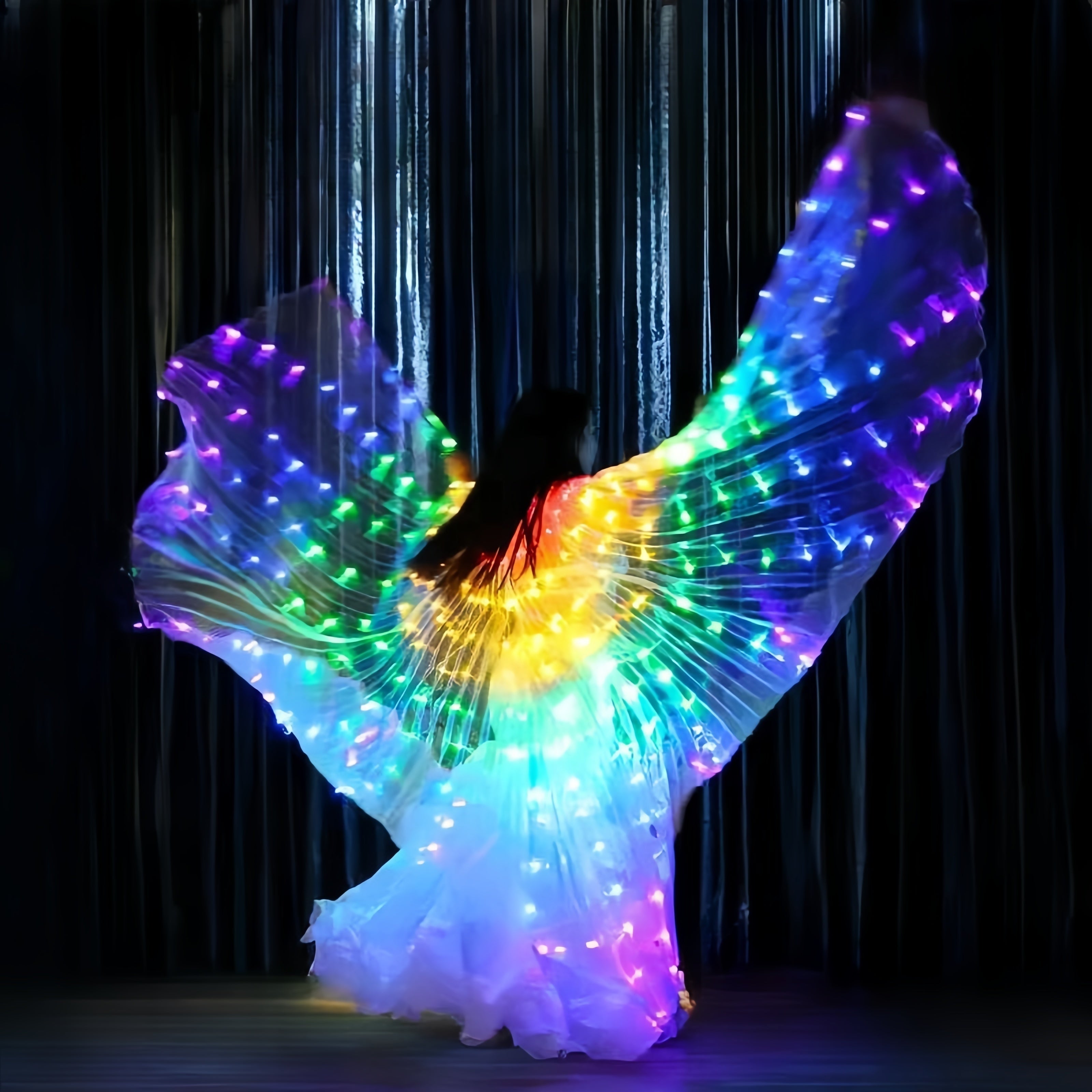 LED Butterfly Wings Light-Up Dance Props Polyester for Belly Dance Performances
