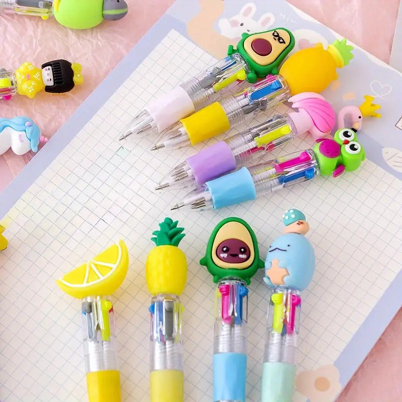 Pack of 12 Cute Retractable Round Ballpoint Pens Medium Tip Ergonomic Plastic Office School Supplies