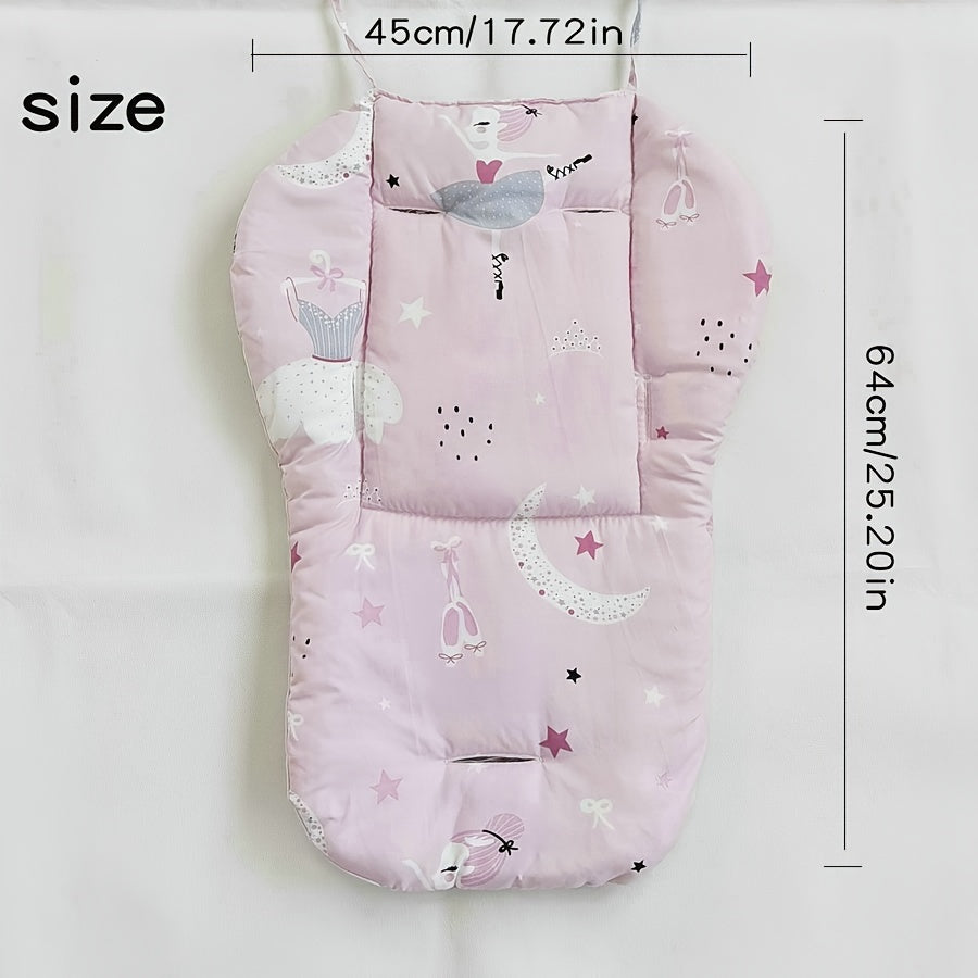 Baby Stroller Cushion Pad Reversible Quilted Polyester Support for Infants 0-3 Years