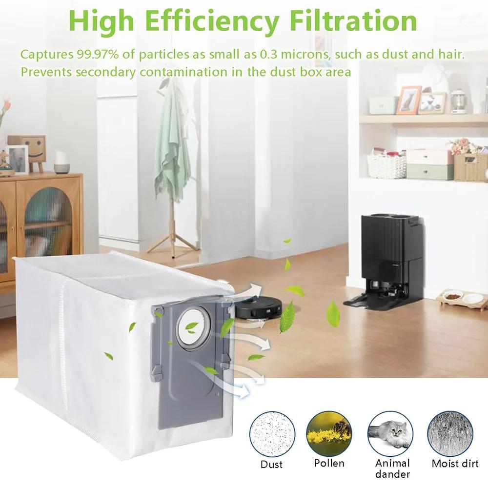 1 dona Roborock QRevo seriyali chang sumkasi - kulrang oq ichki qism bilan, turli modellarga mos keladi, samarali chiqindilarni olib tashlash uchun oson tozalanadigan dizayn.