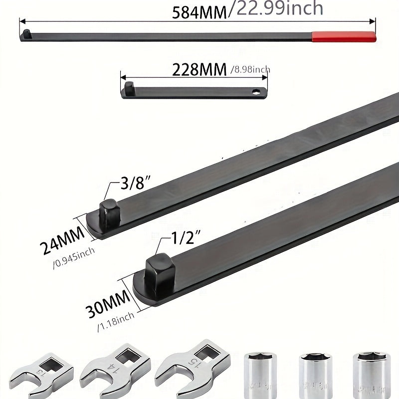 Universal Serpentine Belt Tensioner Tool Kit for Car Engines, 3/8 and 1/2 Inch Drive