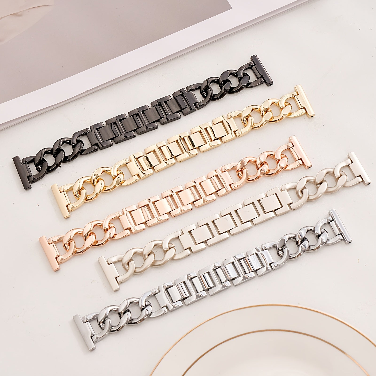 Stainless Steel Denim Chain Watch Strap for Apple Watch Series 1-10 38mm-45mm Replacement Sports Band