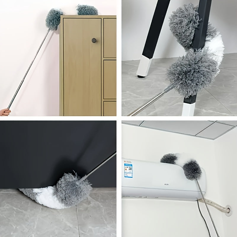 Microfiber Dust Duster Set with Telescopic Pole and Reusable Flexible Dusters