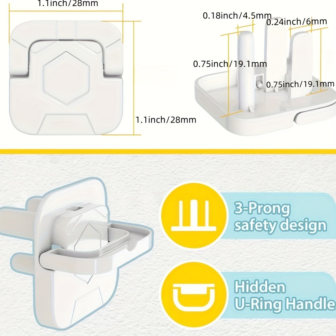 Pack of 60 White Childproof Outlet Covers Electrical Plug Protectors Safety Caps