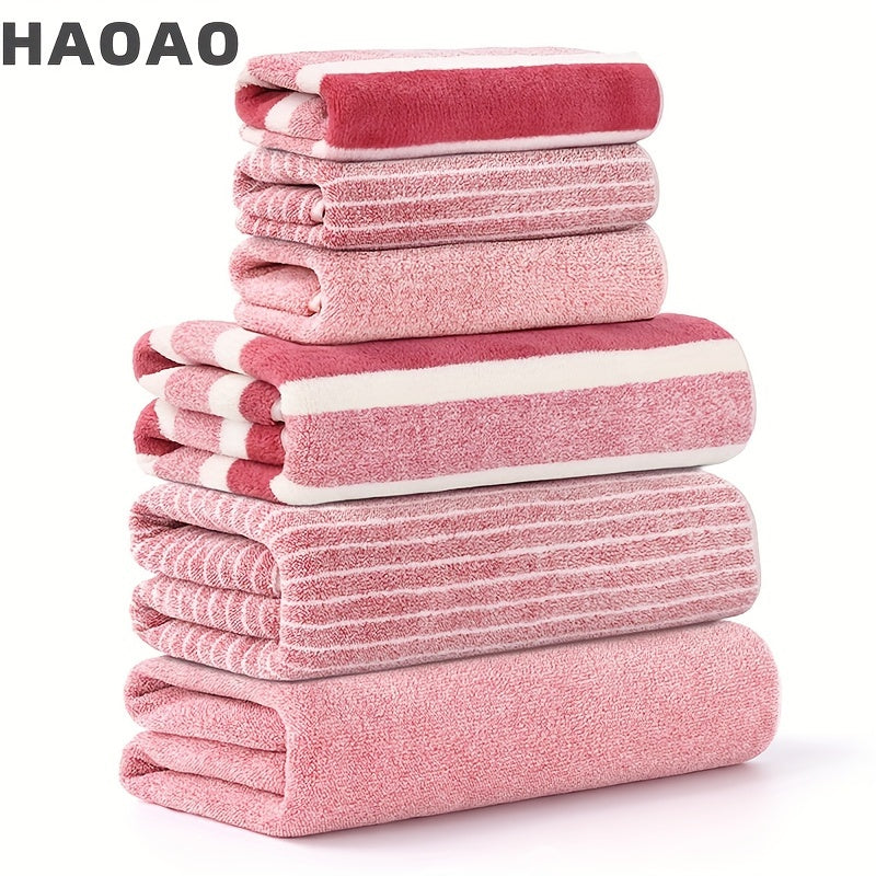 6-Piece Ultra-Soft Coral Fleece Towel Set with Bath and Hand Towels