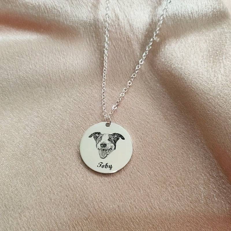Personalized Stainless Steel Pet Jewelry Dog Cat Portrait Necklace