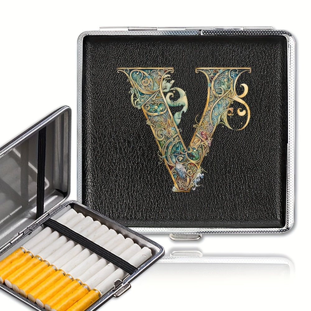 Unisex zanglamaydigan po'latdan yasalgan sigareta qutisi, 20 ta sigareta uchun, gul naqsh bilan