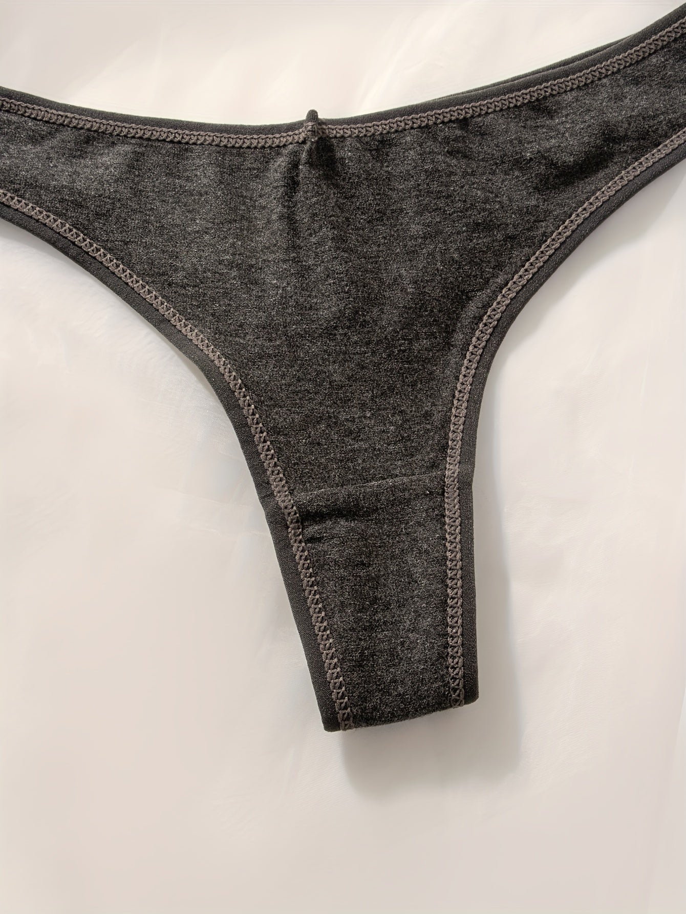 Women's Thongs 3-Pack Solid Label Patched Comfortable Stretchy Panties