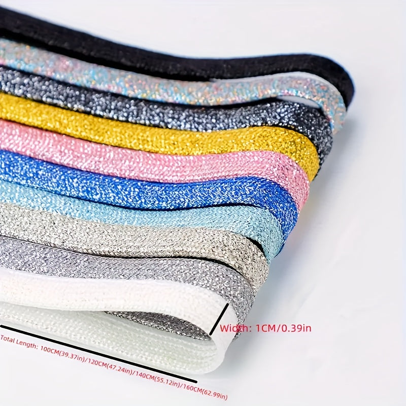 Unisex Glitter Shoe Laces Metallic Silver and Gold Flat for Sneakers