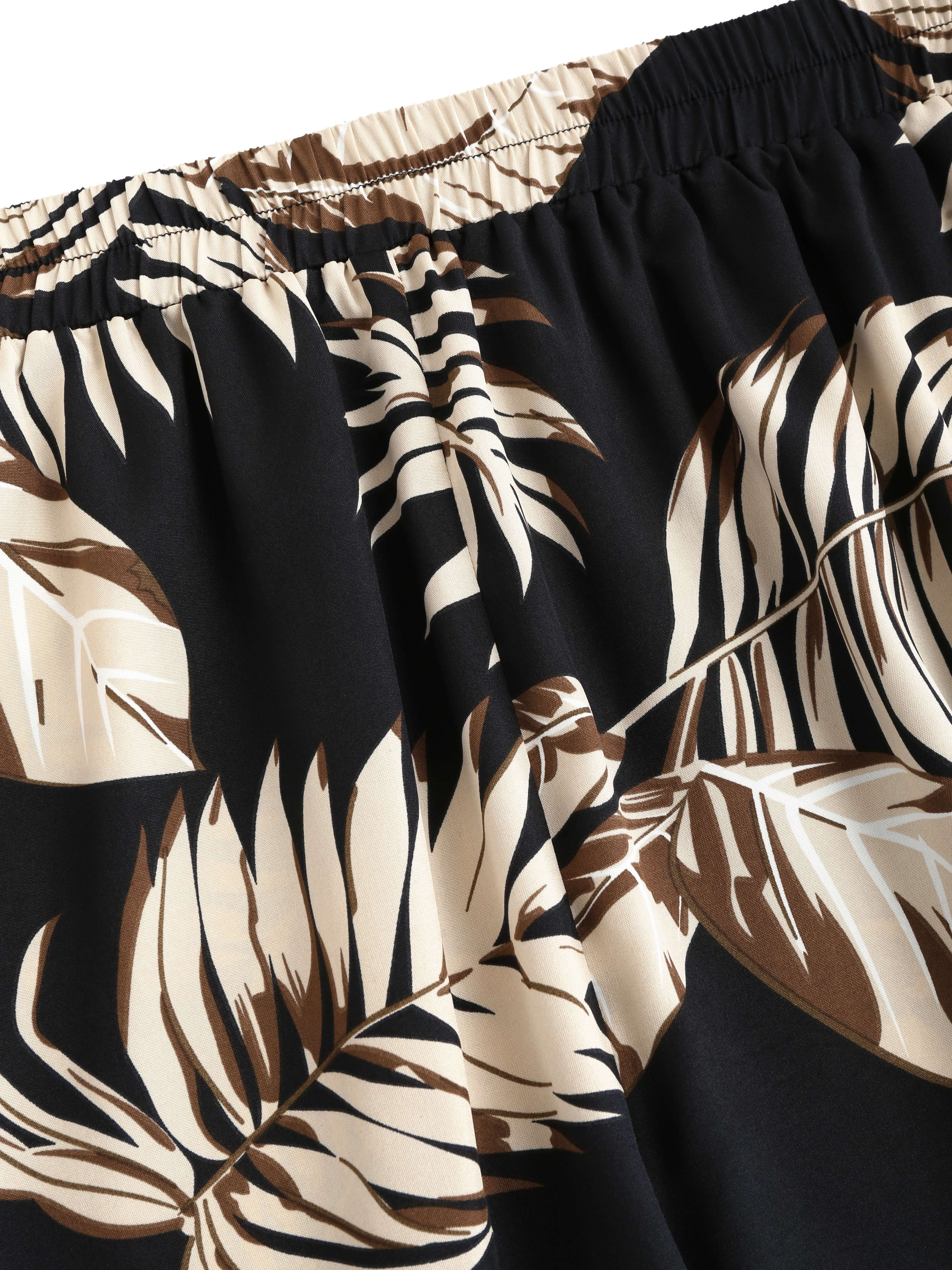 Women's Plus Size Floral Print Summer 3/4 Pants Adjustable Waist Breathable