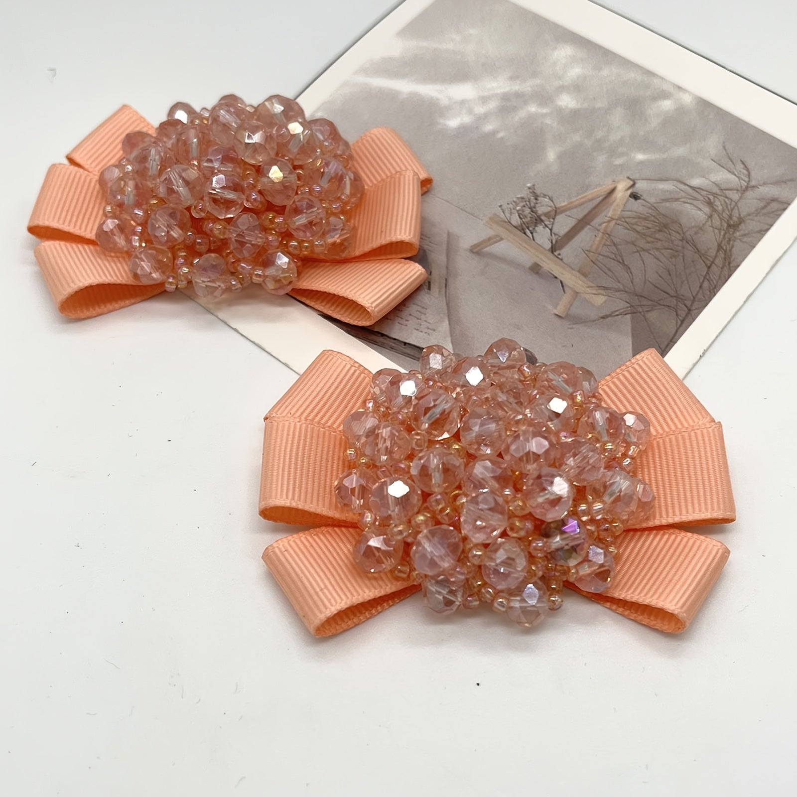 Women Beaded Bow Shoe Clips Detachable Sparkling Multicolor Shoe Accessories