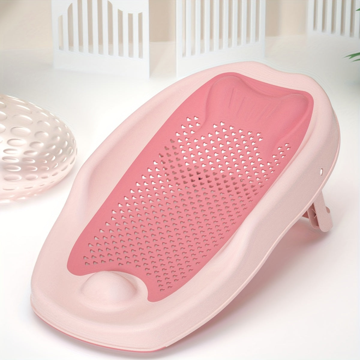 Kids Baby Bath Seat Foldable Fish-Shaped Non-Slip PP Support for Safe Bathing