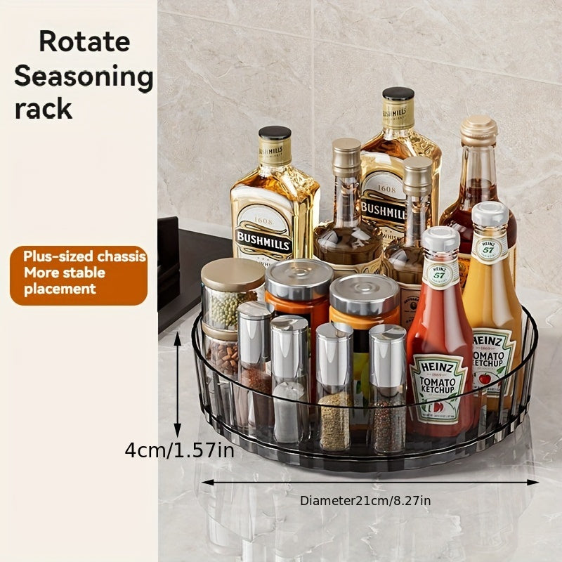 Light Luxury Rotating Storage Rack with Transparent Spice and Desktop Organizer