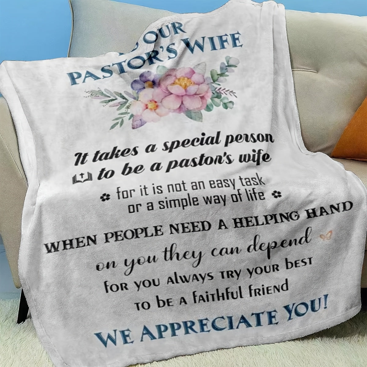 Pastor's Wife Appreciation Blanket Flannel Fleece Christian Religious Gift 127x152cm