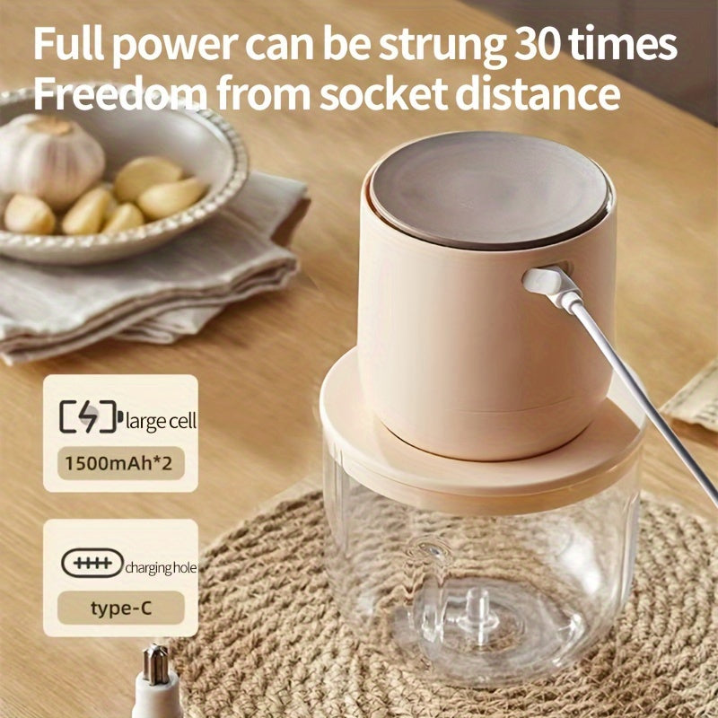 Wireless meat grinder USB charging 600ml multi-function electric food processor for juicing ice crushing meat grinding