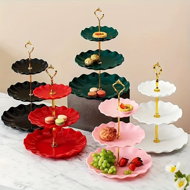 3-Tier European Candy and Fruit Stand Food-Safe Plastic for Holidays and Parties