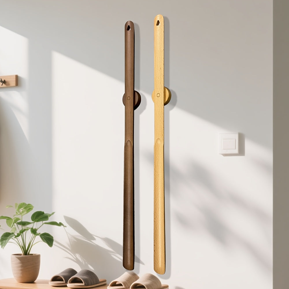 Long Wooden Shoe Horn 75cm with Magnetic Base Durable Beechwood