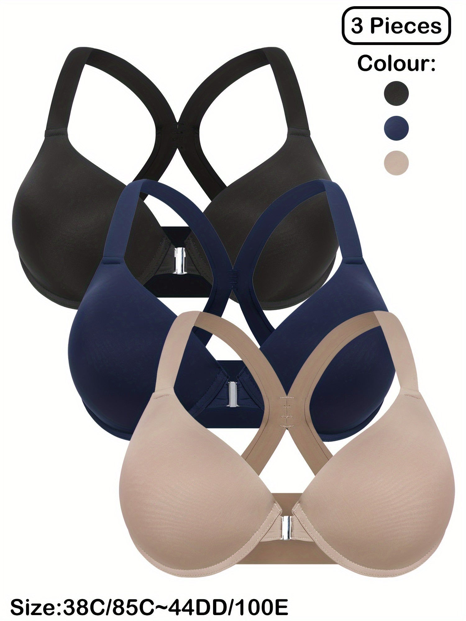 Plus Size Women's T-Shirt Bras Pack Soft Nylon Racerback Wide Strap Lingerie