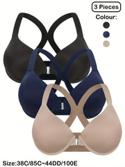 Plus Size Women's T-Shirt Bras Pack Soft Nylon Racerback Wide Strap Lingerie