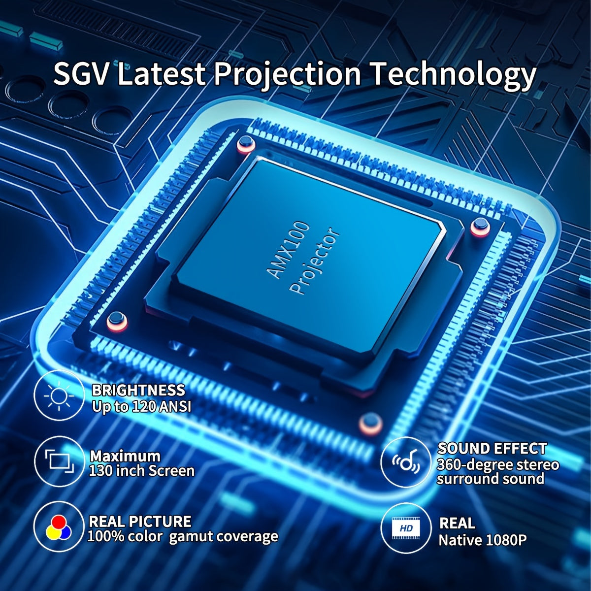 Портативный проектор 4K HD с яркостью 18000 люкс, дисплеем 3,3 м, голосовым управлением, совместимостью со смартфонами