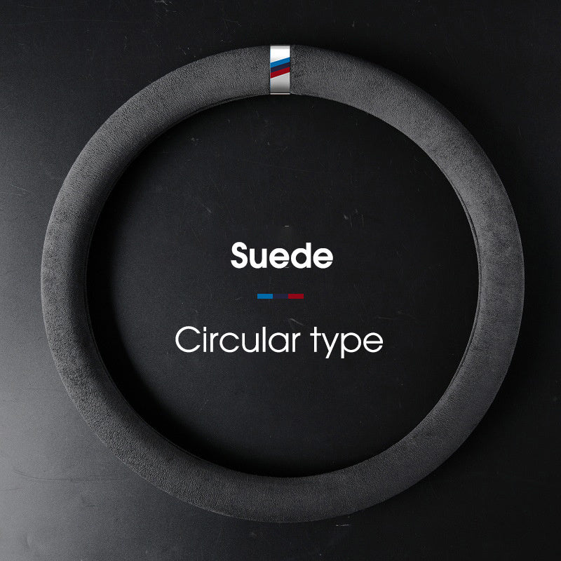 Universal Suede Leather Steering Wheel Cover Non-slip Breathable Four Seasons