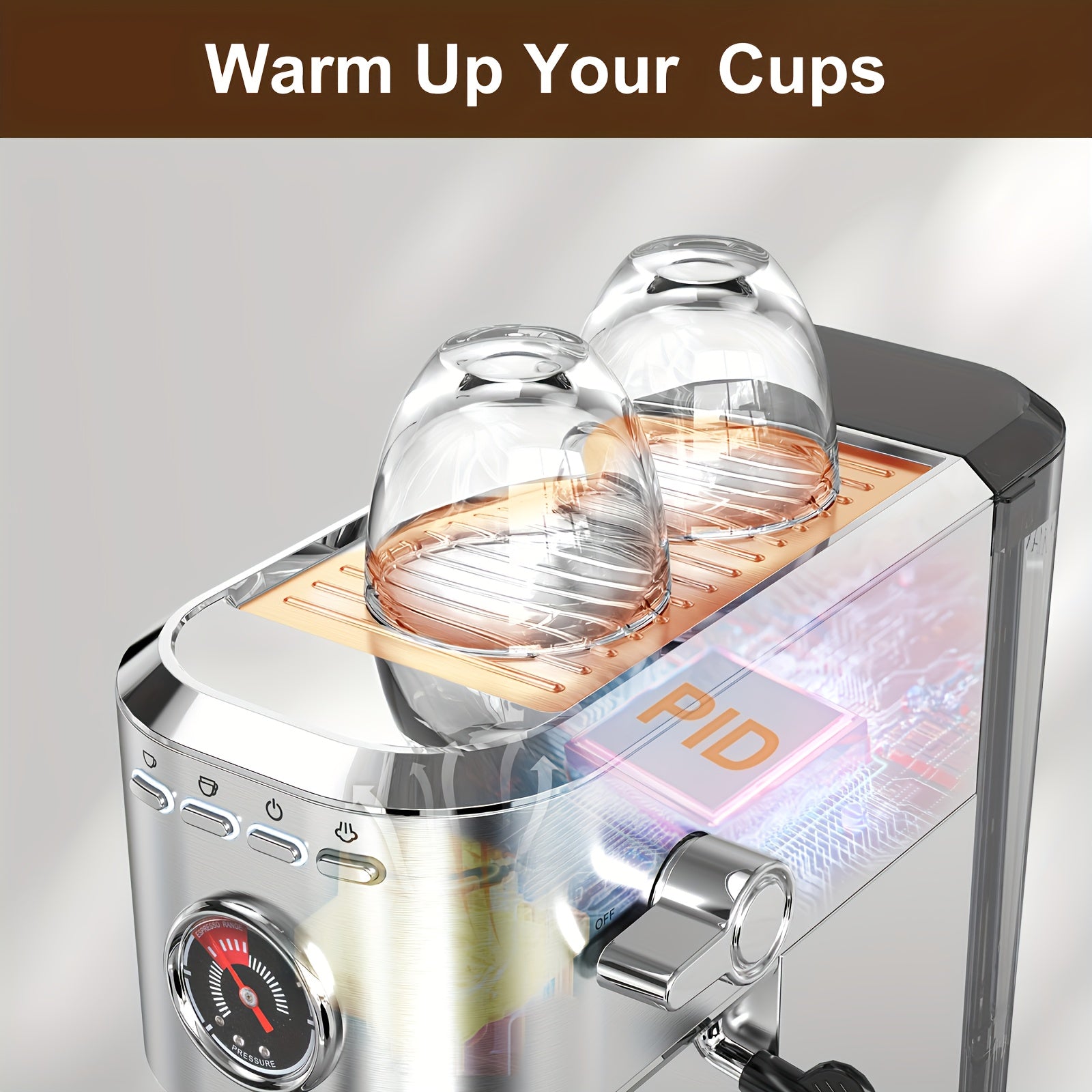 Stainless Steel Espresso Coffee Maker with 20 Bar Pump Digital Touch Screen Milk Frother for Home Office RV