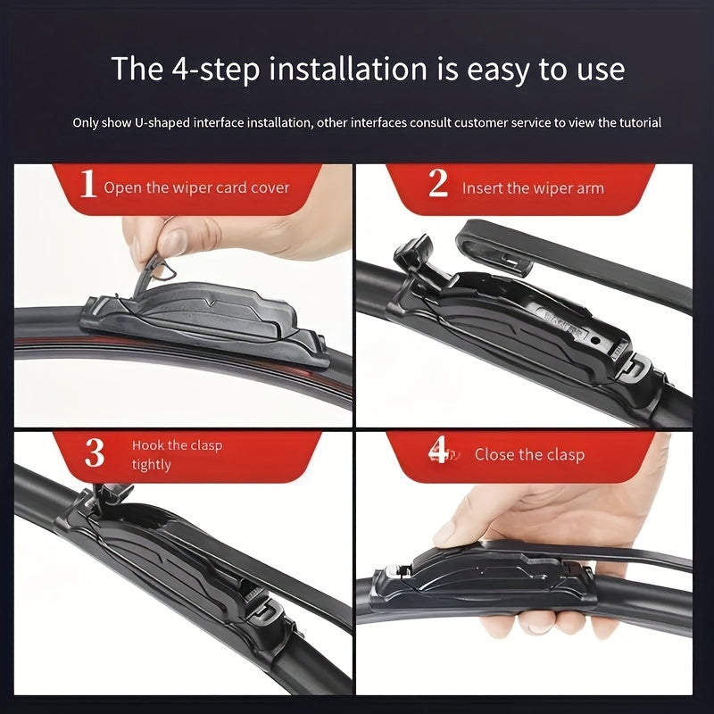 Universal U-Shaped Multi-Functional Wiper Blade Durable Dual Rubber Fit All Cars