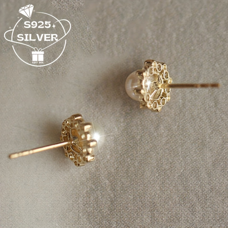 Vintage Charm Freshwater Pearl Earrings 925 Sterling Silver dan tayyorlangan - Gippoallergen - Har kuni kiyish va sovg'a berish uchun ideal - Har mavsumda foydalanish uchun mos.