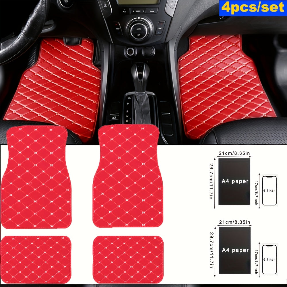 Car Foot Mats 4-Piece Set Faux Leather Non-Slip Universal Front and Full