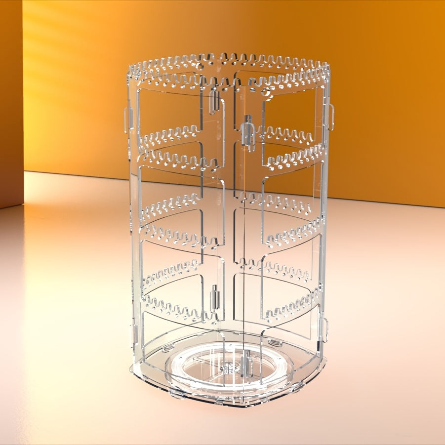 Clear Rotating Jewelry Organizer 4-Tier Tree Tower Stand for Earrings Bracelets Necklaces