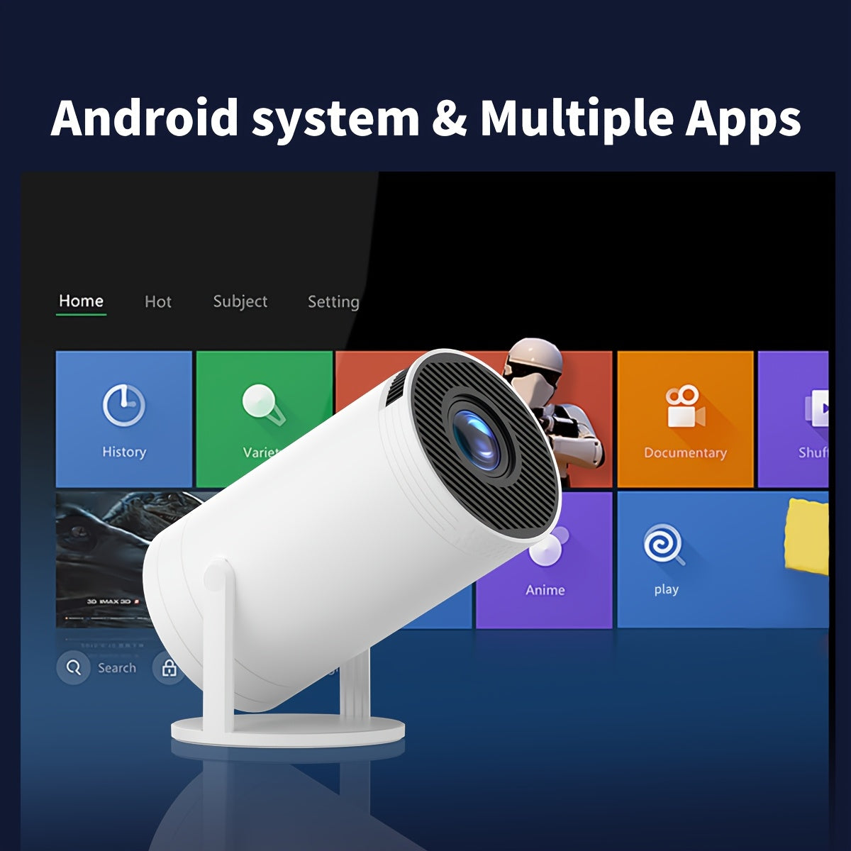 Mini Portable Projector 1080P WiFi6 180° Rotation for Home Office