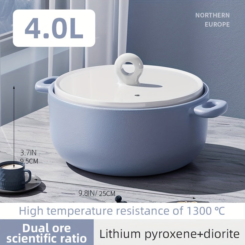 Koʻk Premium Stock Pot 2.8L 4L Yoqilmaydigan Keramika, Shoʻrva va Guruch uchun