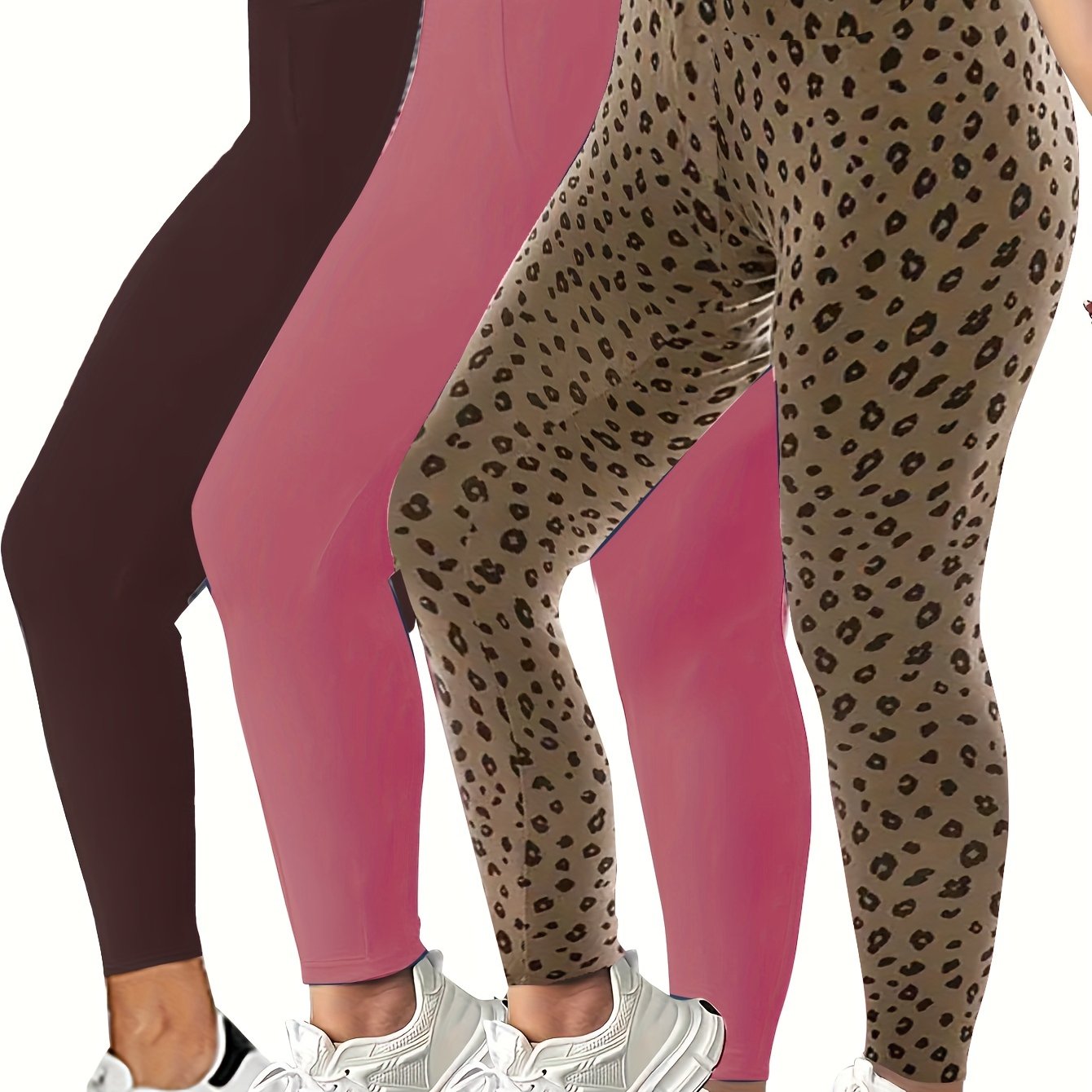 Women High-Waist Yoga Leggings Solid Color Stretchy Butt-Lifting Workout Tights