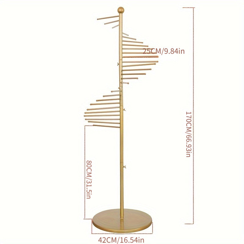 Gold Metal Display Stand for Scarves Ties Belts Rotating Home Organization