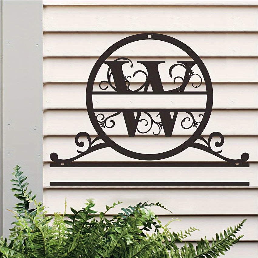 Maxsus metall oilaviy nom yozuvi bilan monogram va familiya, ob-havo sharoitiga chidamli, bardoshli va teksturali yakuniy uchun uy bezaklari