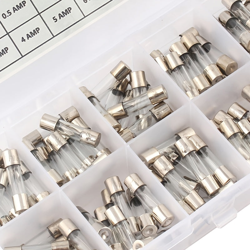 72Pcs Assorted Glass Tube Fuse Kit 0.2A–30A, 5x20mm & 6x30mm