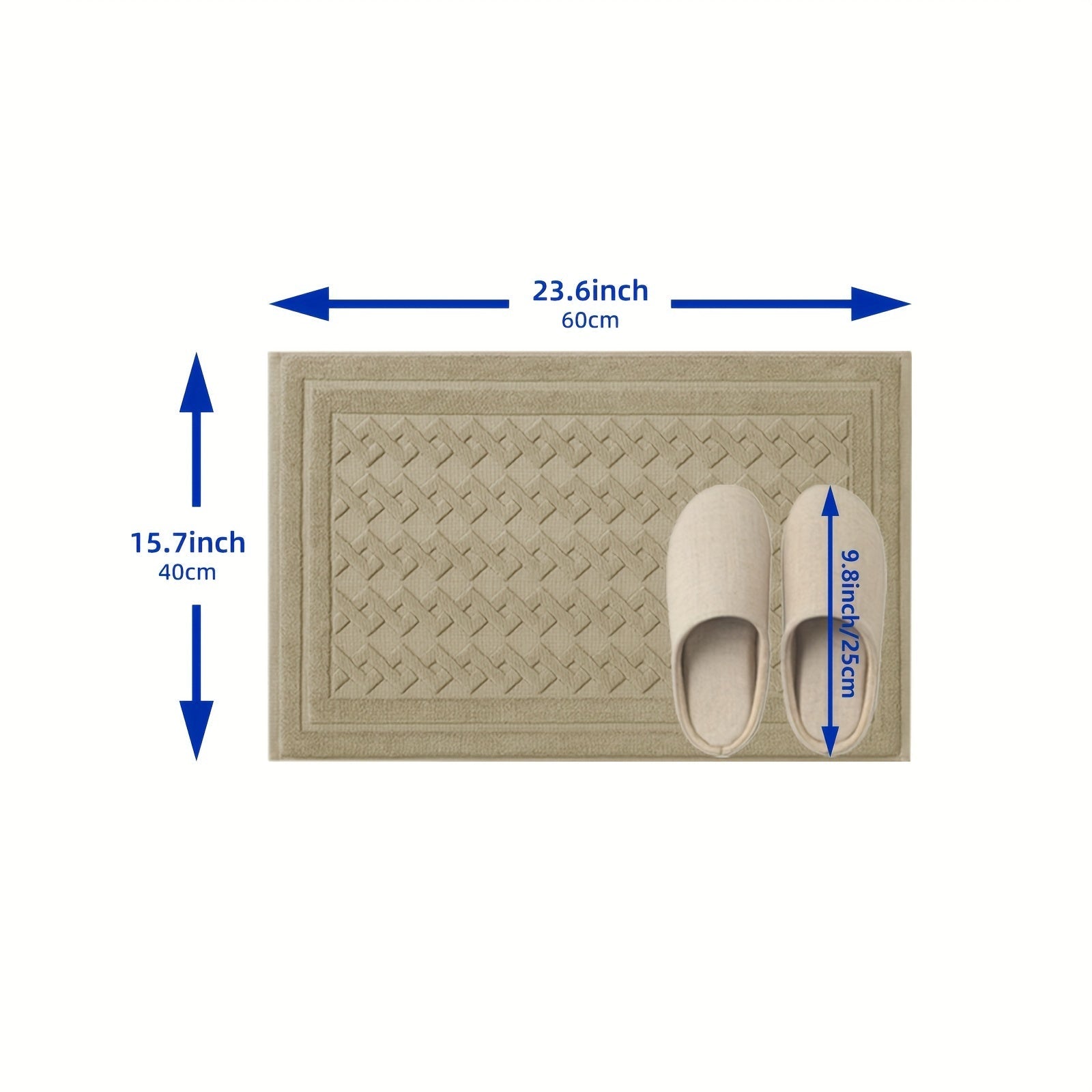 Non-Slip Bath Mat Absorbent Square Rug with Striped or Solid Colors for Bathroom Safety