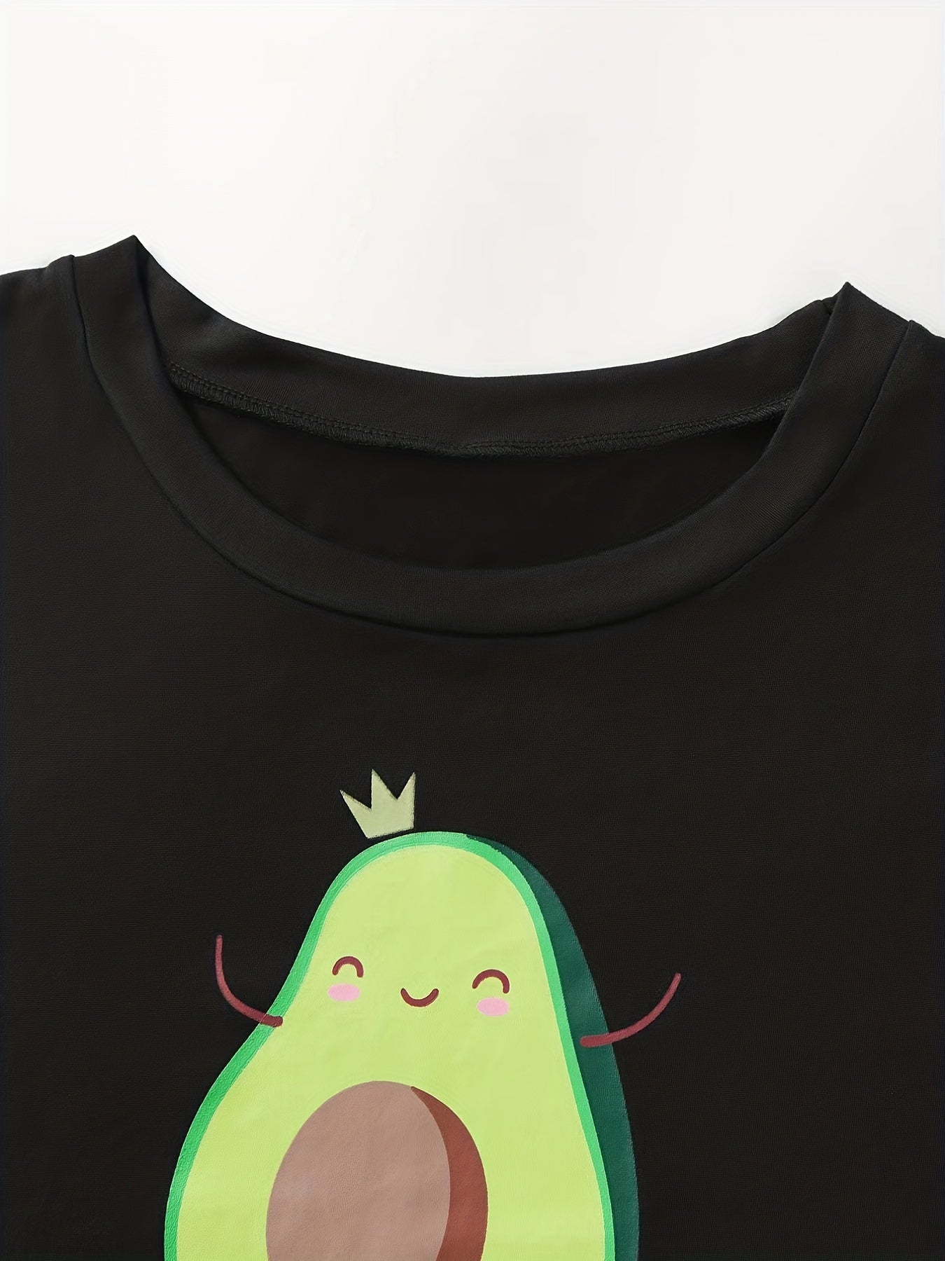 Women's Avocado Print Pajama Set Short Sleeve Top Elastic Waist Shorts and Pants