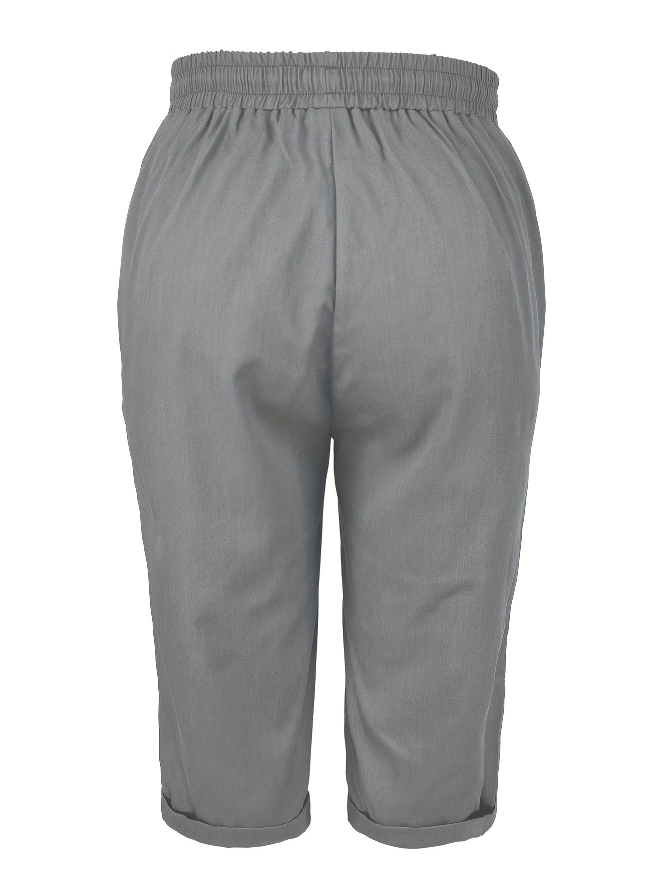 Women's Plus Size Loose Fit Drawstring Capri Pants Gray Casual Vacation