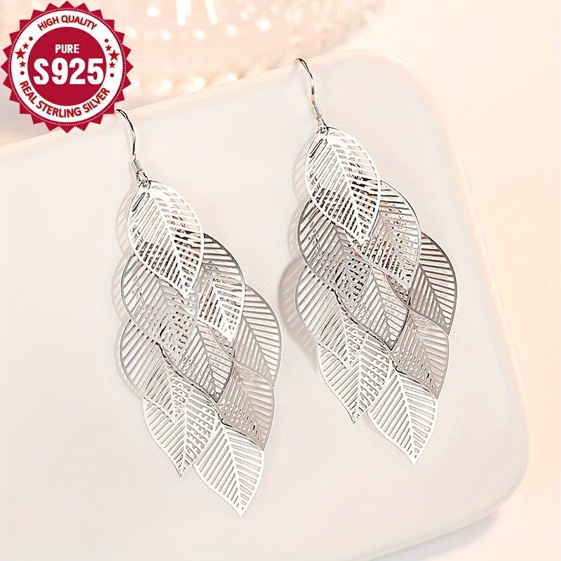 Sterling Silver Dangle Earrings Christmas Tree Design Elegant Holiday Jewelry