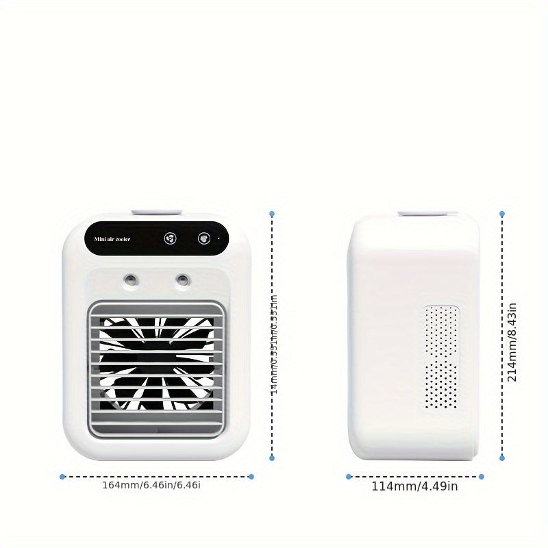 USB mini air conditioner with humidifier rechargeable battery quiet compact for home dorm travel